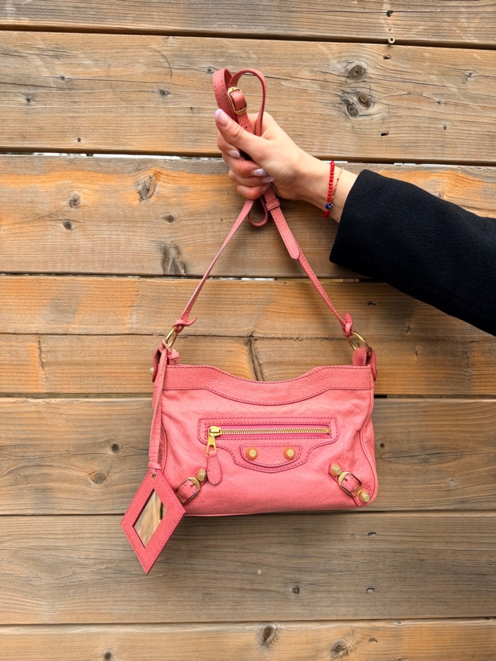 Balenciaga Giant Hip Bubble Gum Pink Shoulder Bag (with Mirror)